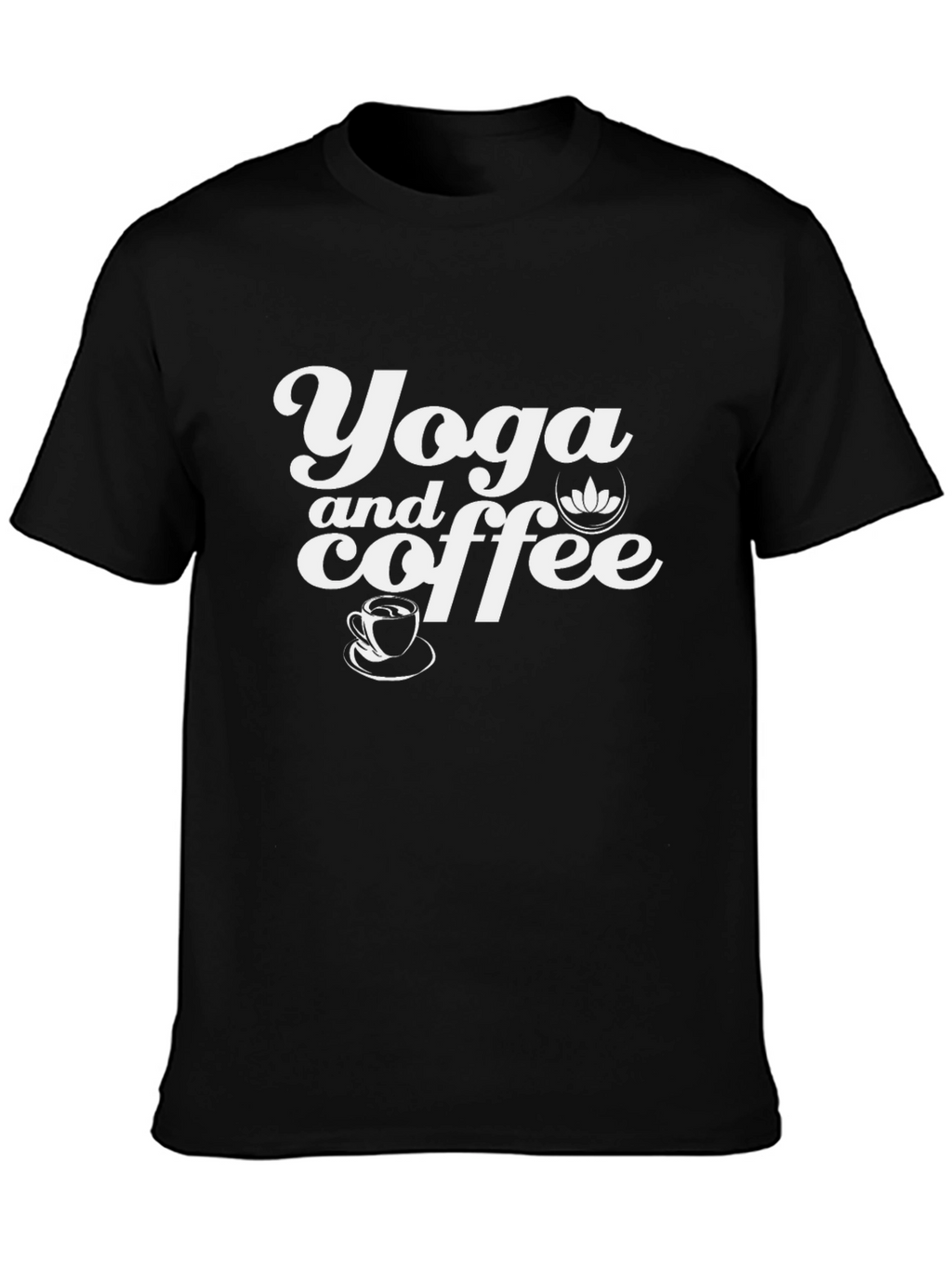 Yoga and Coffee Graphic T-Shirt - Black