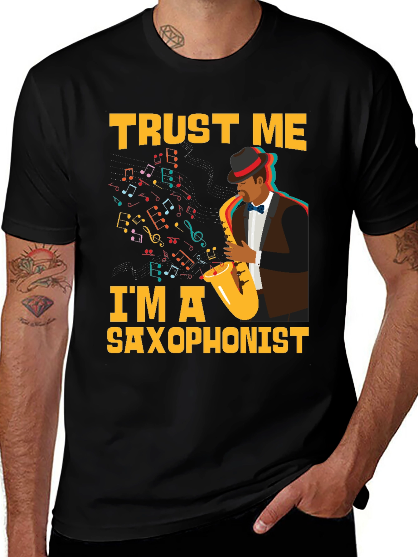 Trust Me Im a Saxophonist Black T-Shirt