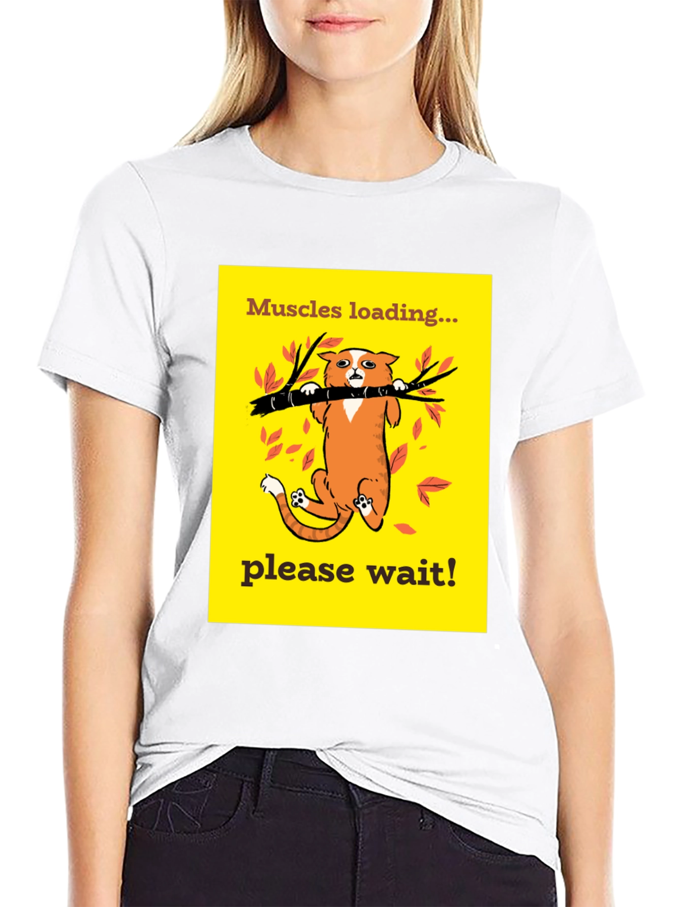 Muscles Loading Funny Cat Graphic Tee Shirt