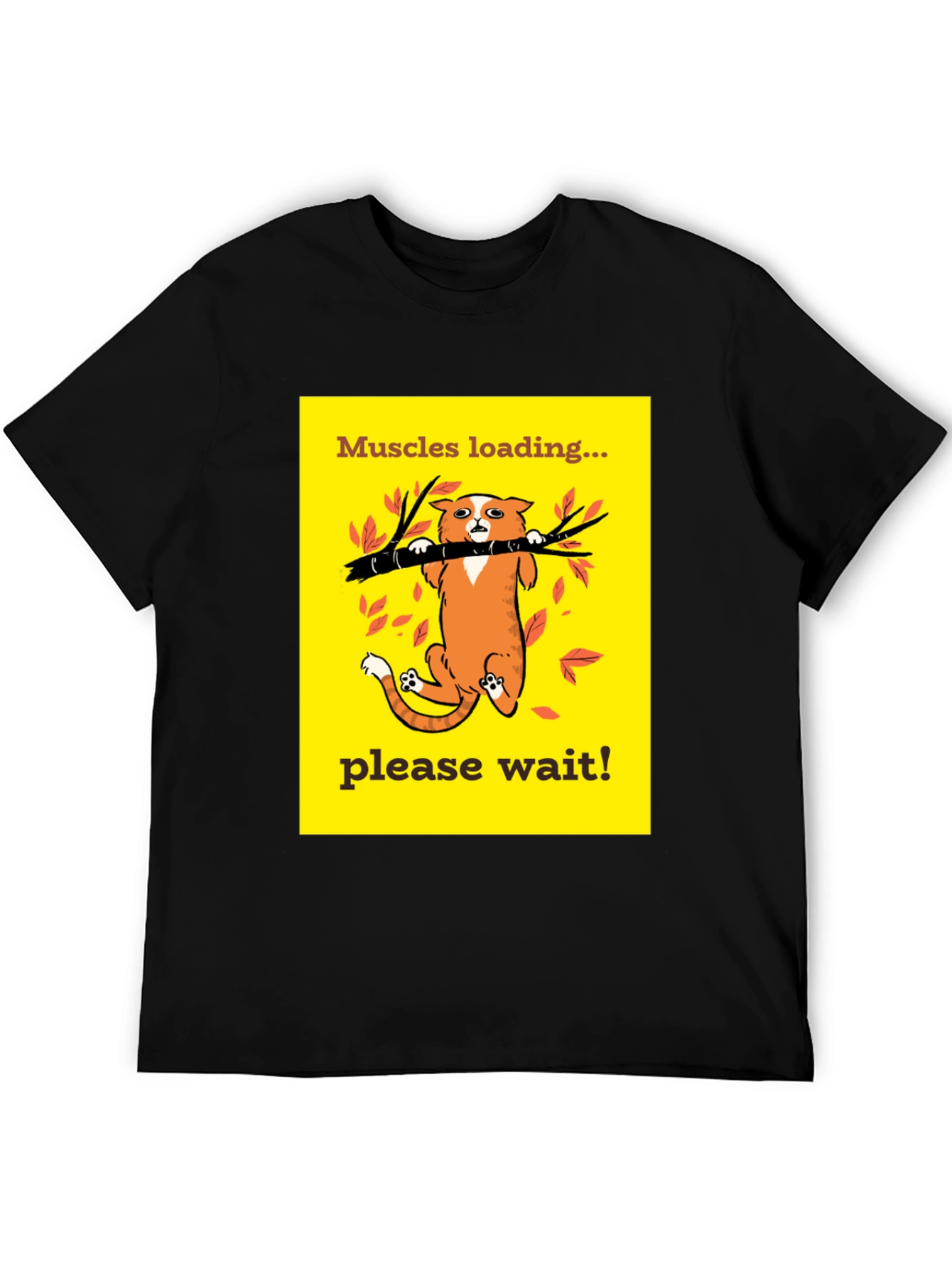 Muscles Loading Funny Cat Graphic Tee Shirt