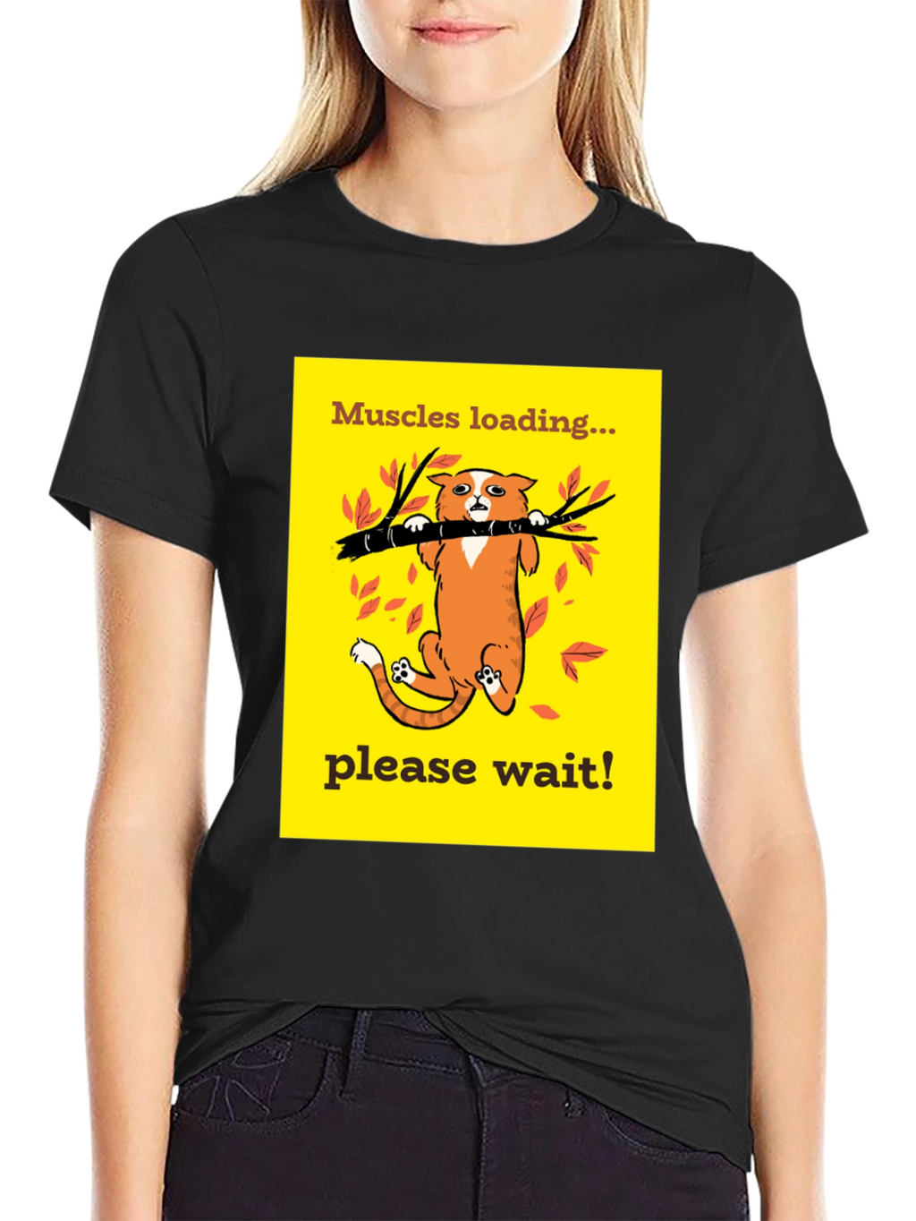 Muscles Loading Funny Cat Graphic Tee Shirt