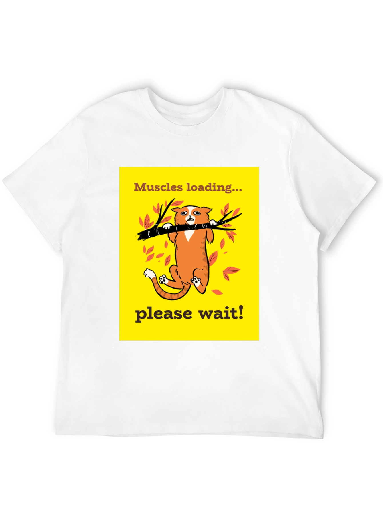 Muscles Loading Funny Cat Graphic Tee Shirt