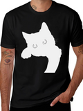 Black Cat Silhouette Graphic T-Shirt