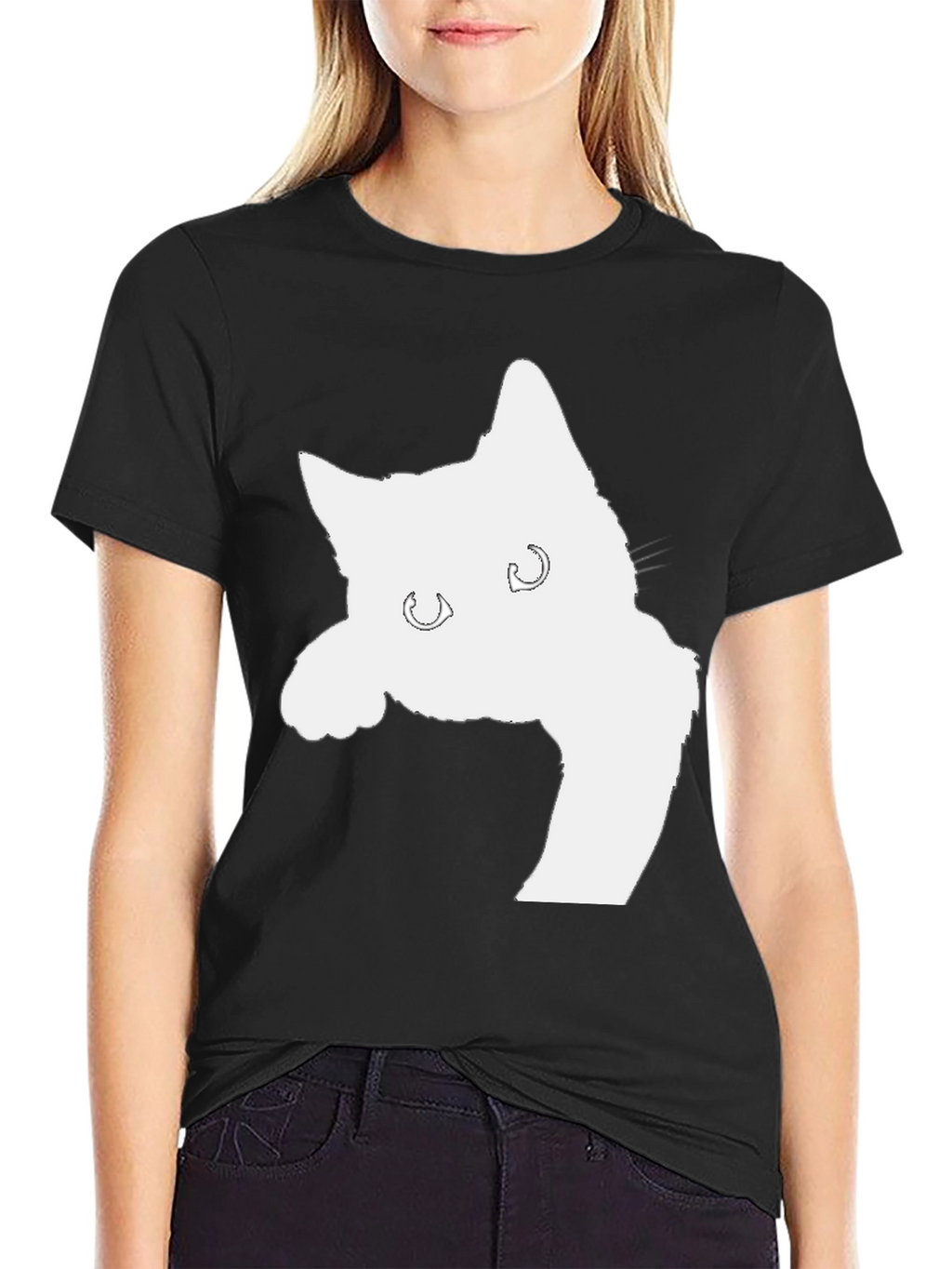 Black Cat Silhouette Graphic T-Shirt