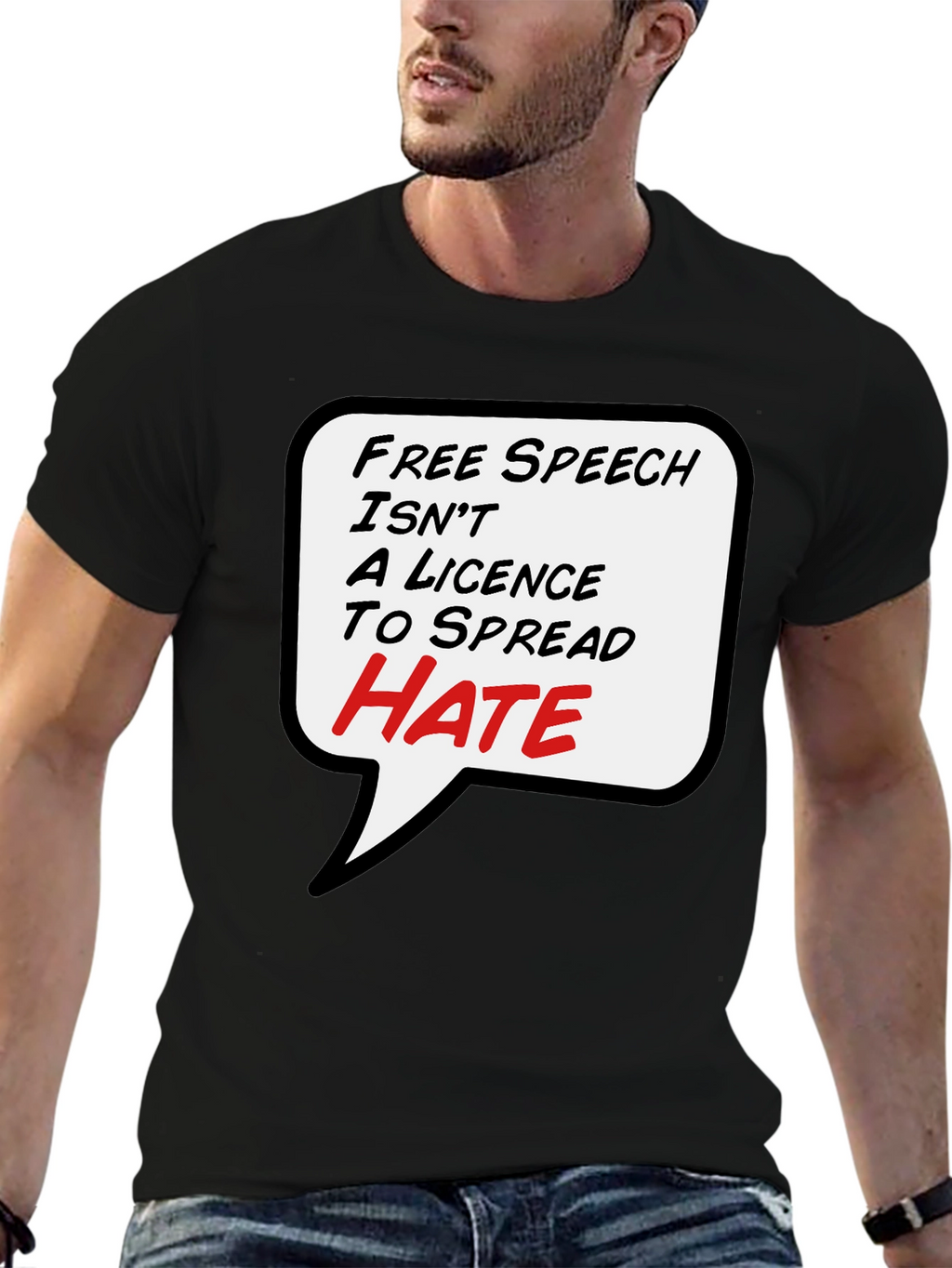 Free Speech T-Shirt - Anti-Hate Black Tee