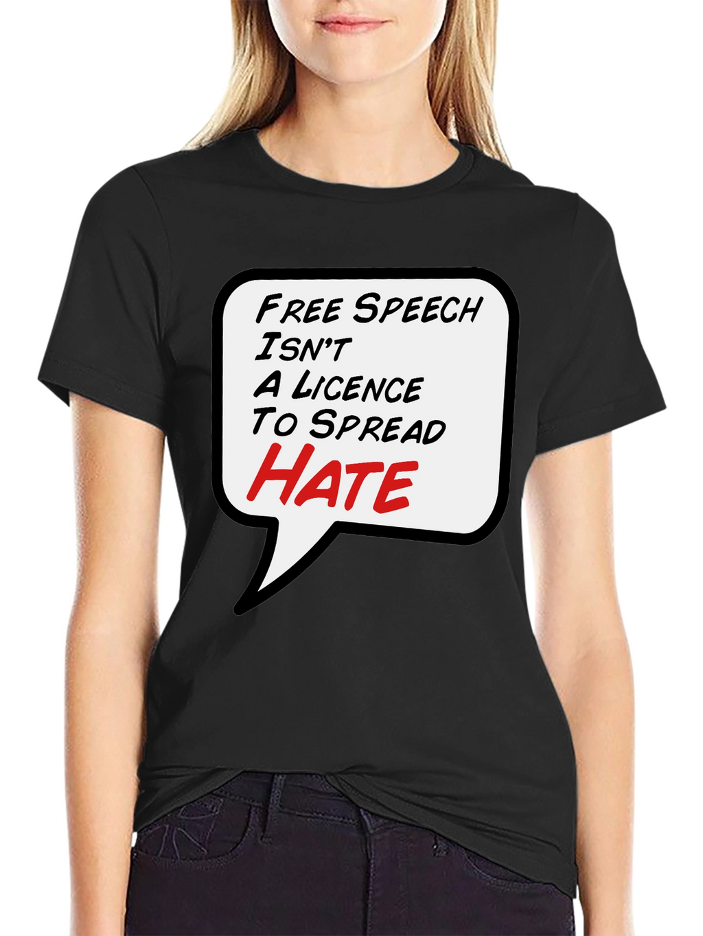 Free Speech T-Shirt - Anti-Hate Black Tee