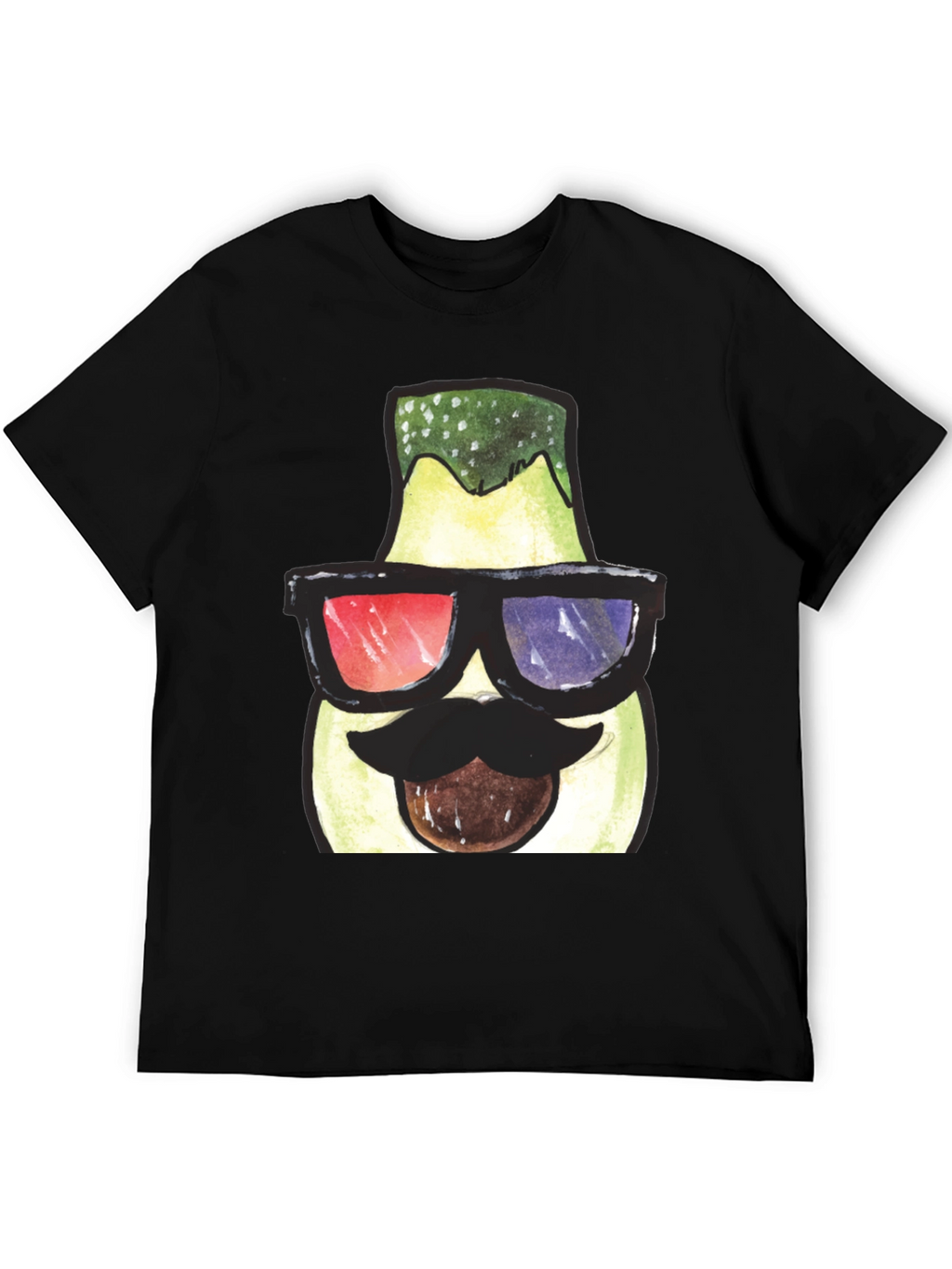 Funny Avocado 3D Glasses Graphic T-Shirt