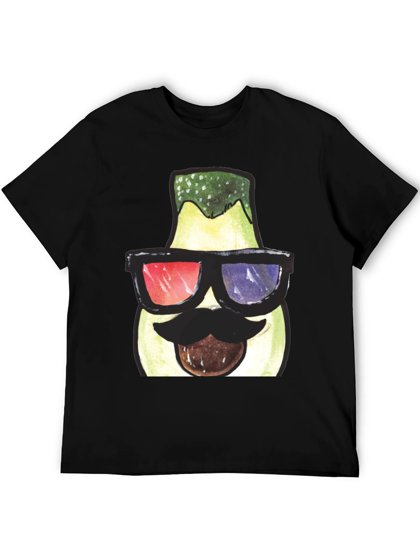 Funny Avocado 3D Glasses Graphic T-Shirt