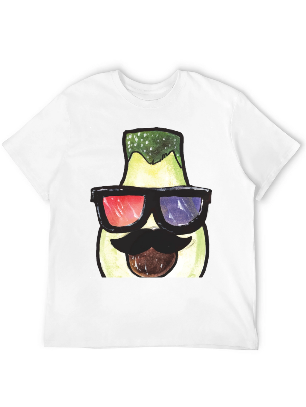 Funny Avocado 3D Glasses Graphic T-Shirt