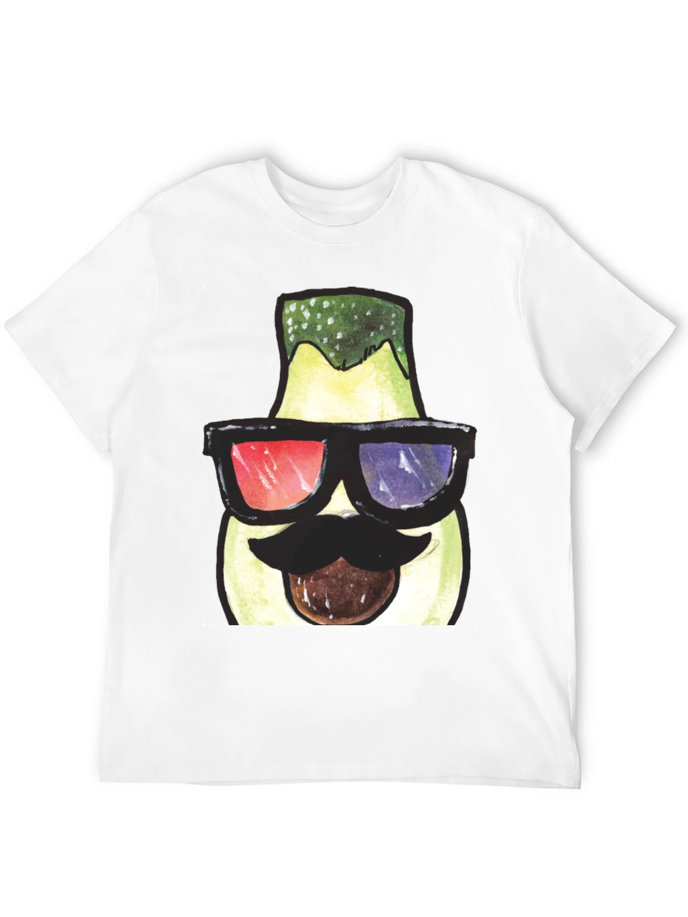 Funny Avocado 3D Glasses Graphic T-Shirt