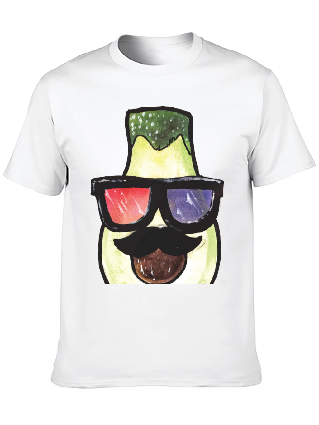 Funny Avocado 3D Glasses Graphic T-Shirt