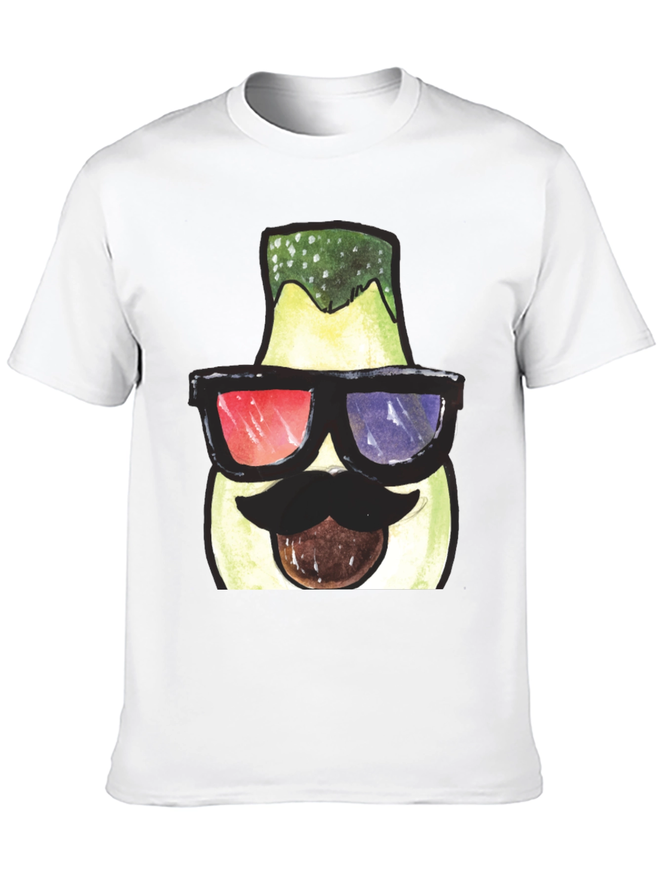 Funny Avocado 3D Glasses Graphic T-Shirt