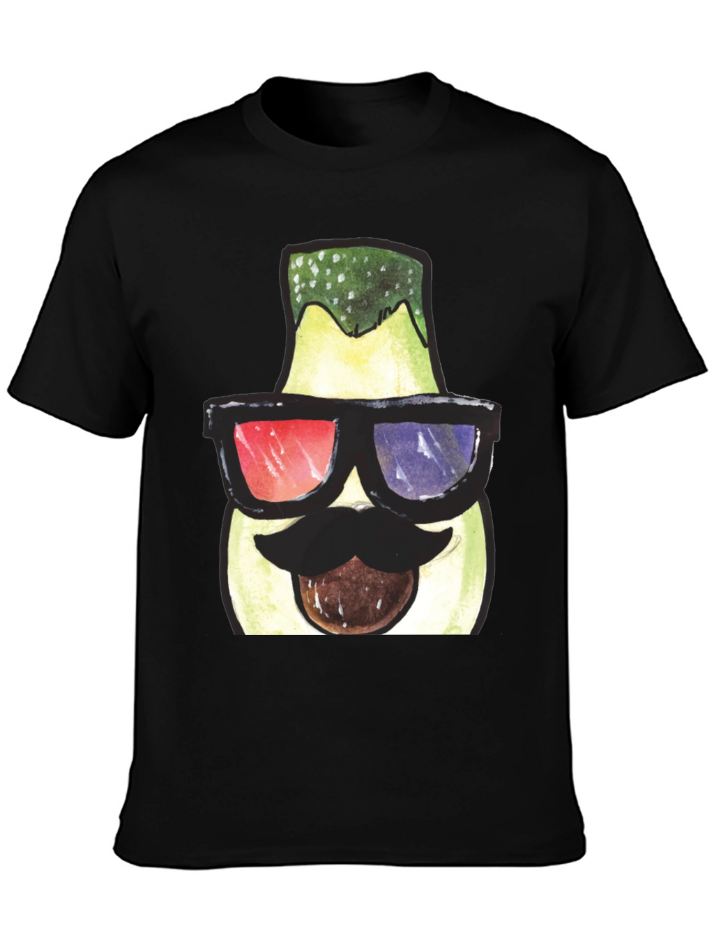 Funny Avocado 3D Glasses Graphic T-Shirt