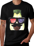 Funny Avocado 3D Glasses Graphic T-Shirt