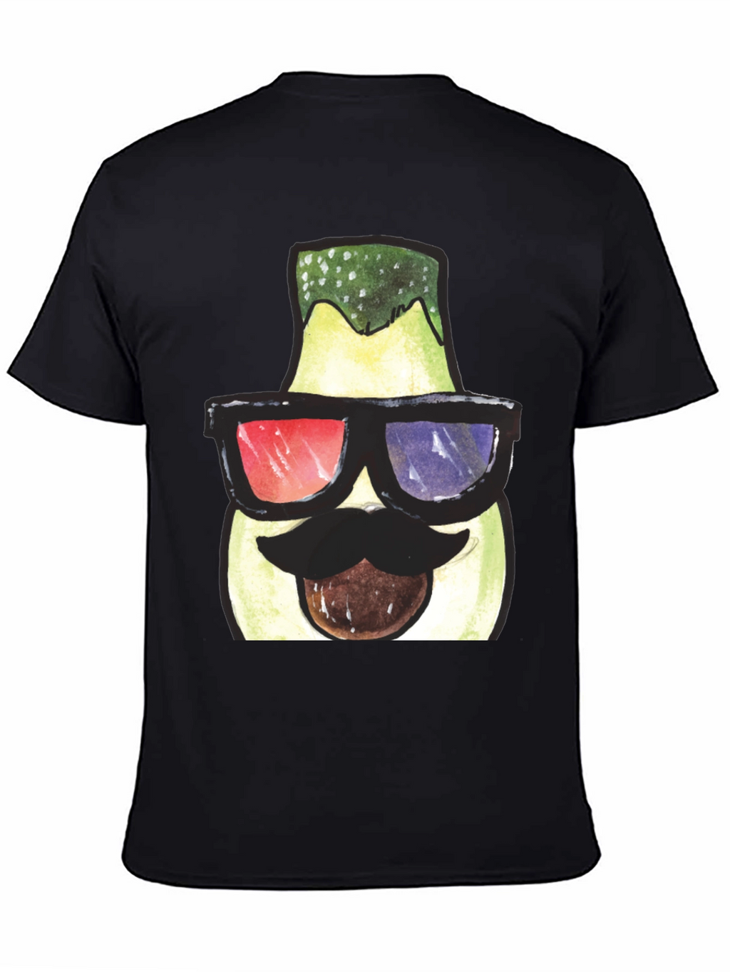 Funny Avocado 3D Glasses Graphic T-Shirt