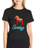 Sweden Dala Horse Graphic T-Shirt
