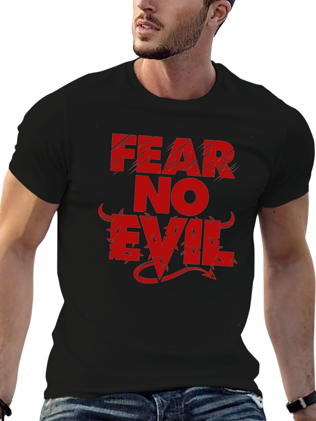 Fear No Evil Graphic Tee - Mens Black T-Shirt