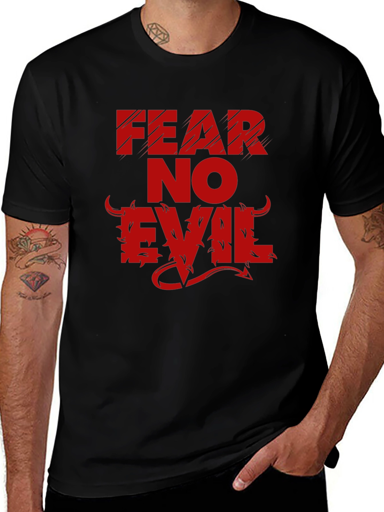 Fear No Evil Graphic Tee - Mens Black T-Shirt