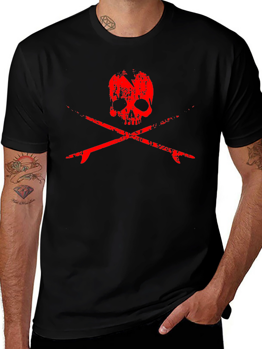 Skull & Surfboards Graphic T-Shirt