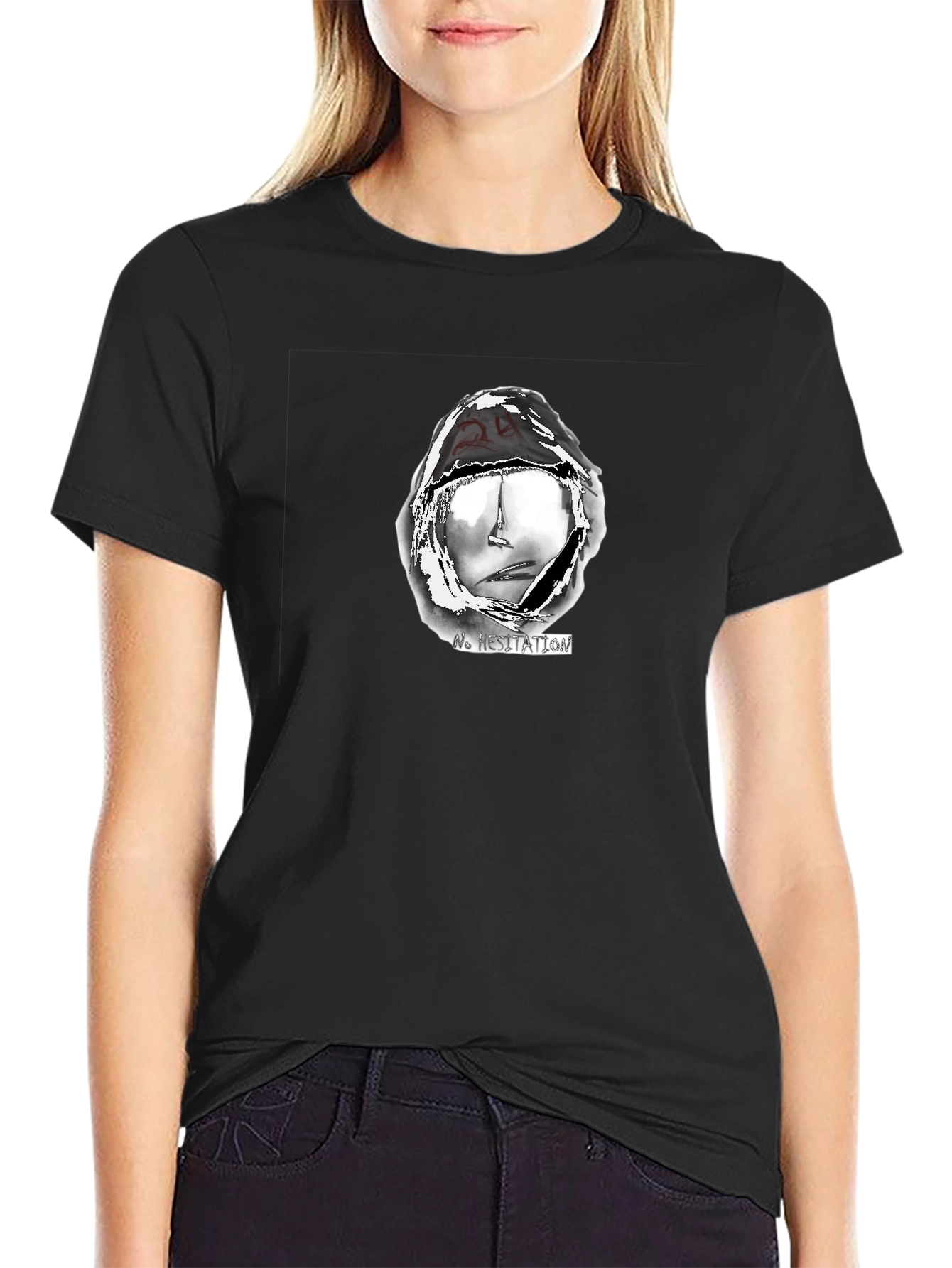No Hesitation Graphic Print Tee - Mens Black T-Shirt