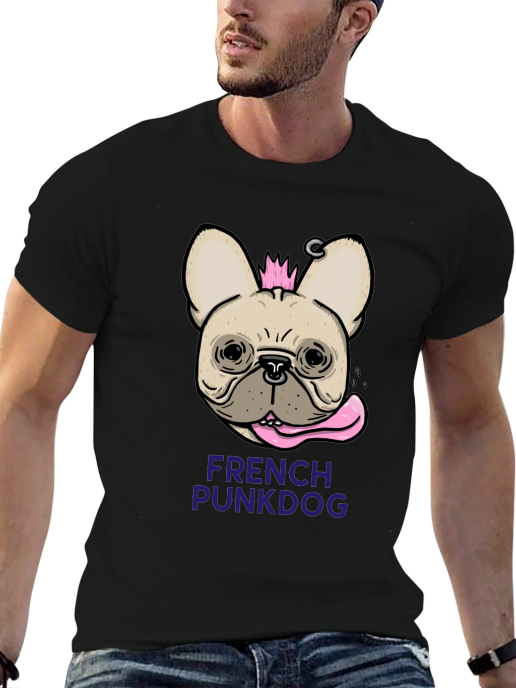 French Punk Dog T-Shirt - Unique Graphic Tee