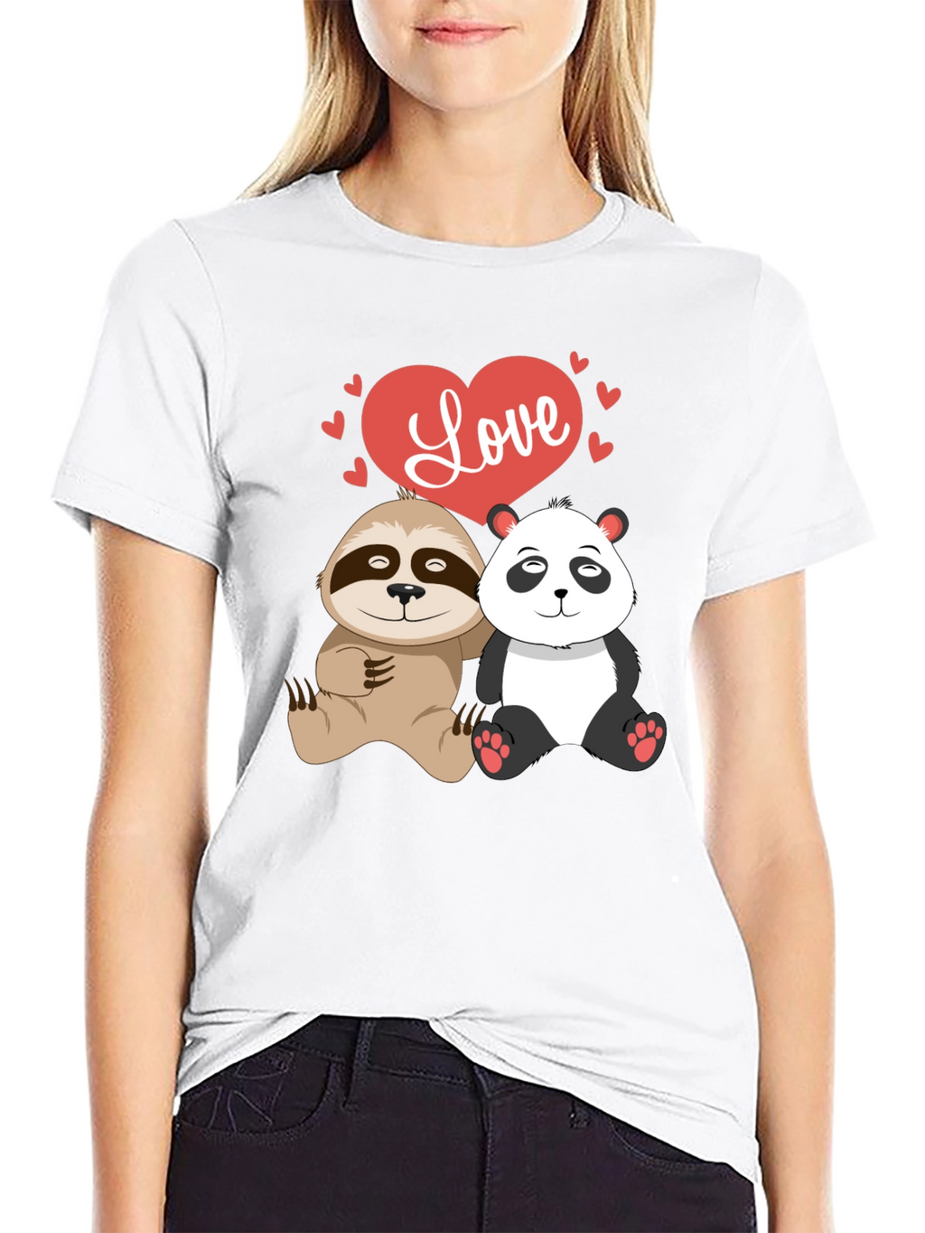 Love Sloth & Panda Graphic T-Shirt