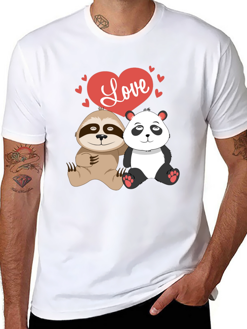 Love Sloth & Panda Graphic T-Shirt