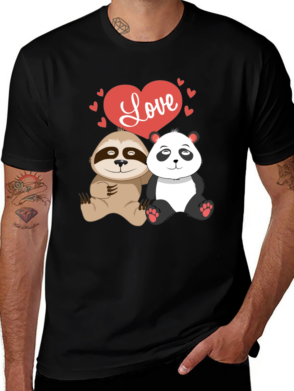 Love Sloth & Panda Graphic T-Shirt