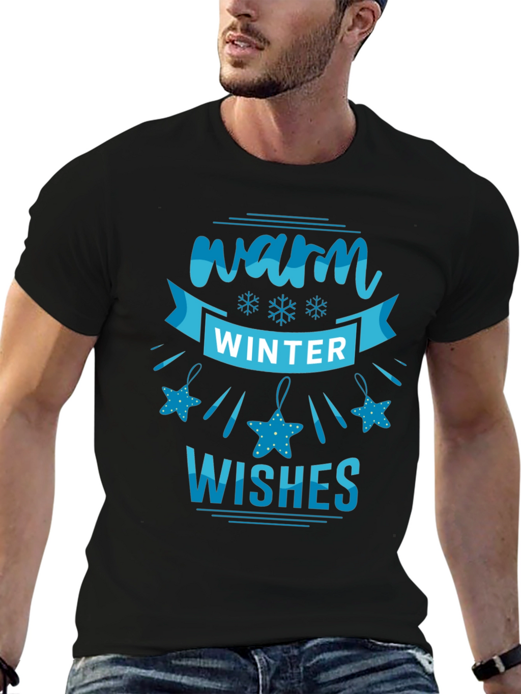 Warm Winter Wishes Black T-Shirt