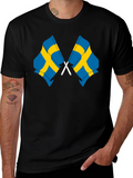 Sweden Flag Graphic T-Shirt - Black