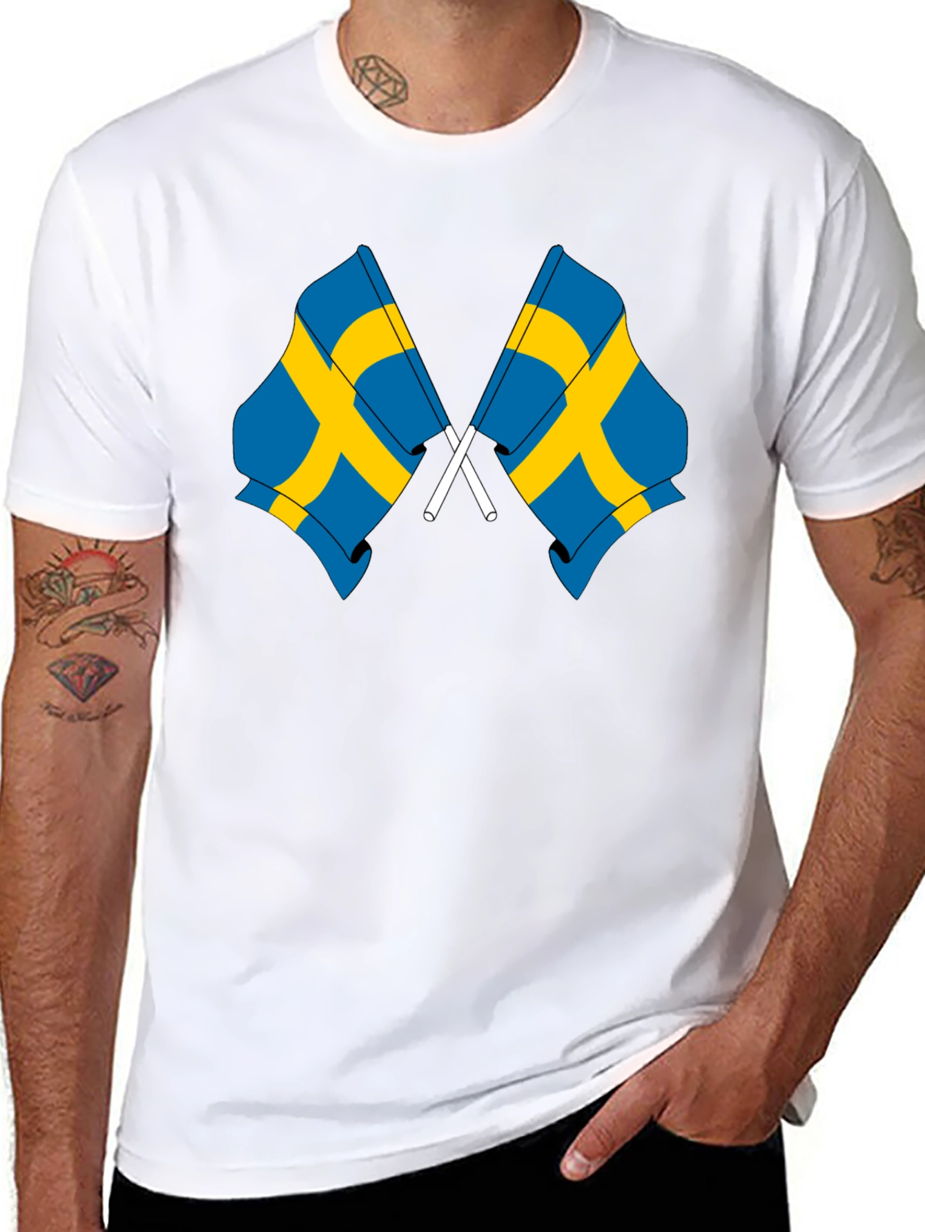 Sweden Flag Graphic T-Shirt - Black