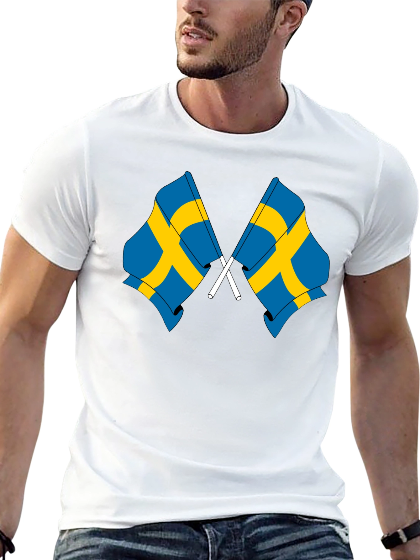 Sweden Flag Graphic T-Shirt - Black