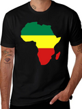 Africa Map T-Shirt - Green Yellow Red