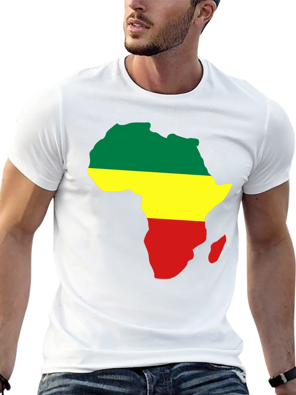 Africa Map T-Shirt - Green Yellow Red