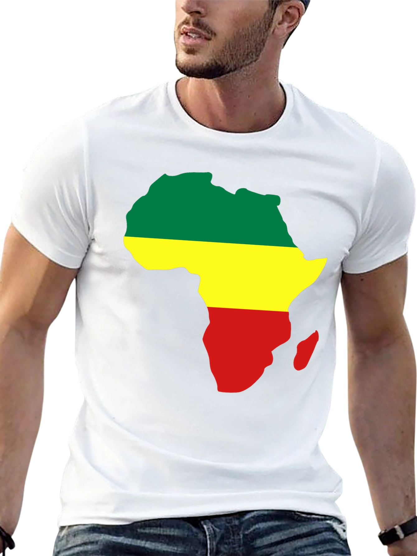 Africa Map T-Shirt - Green Yellow Red
