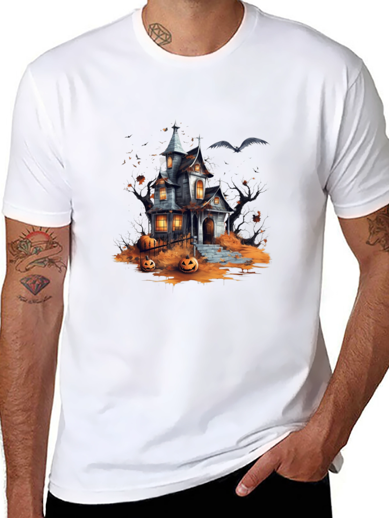 Spooky Halloween House Graphic T-Shirt
