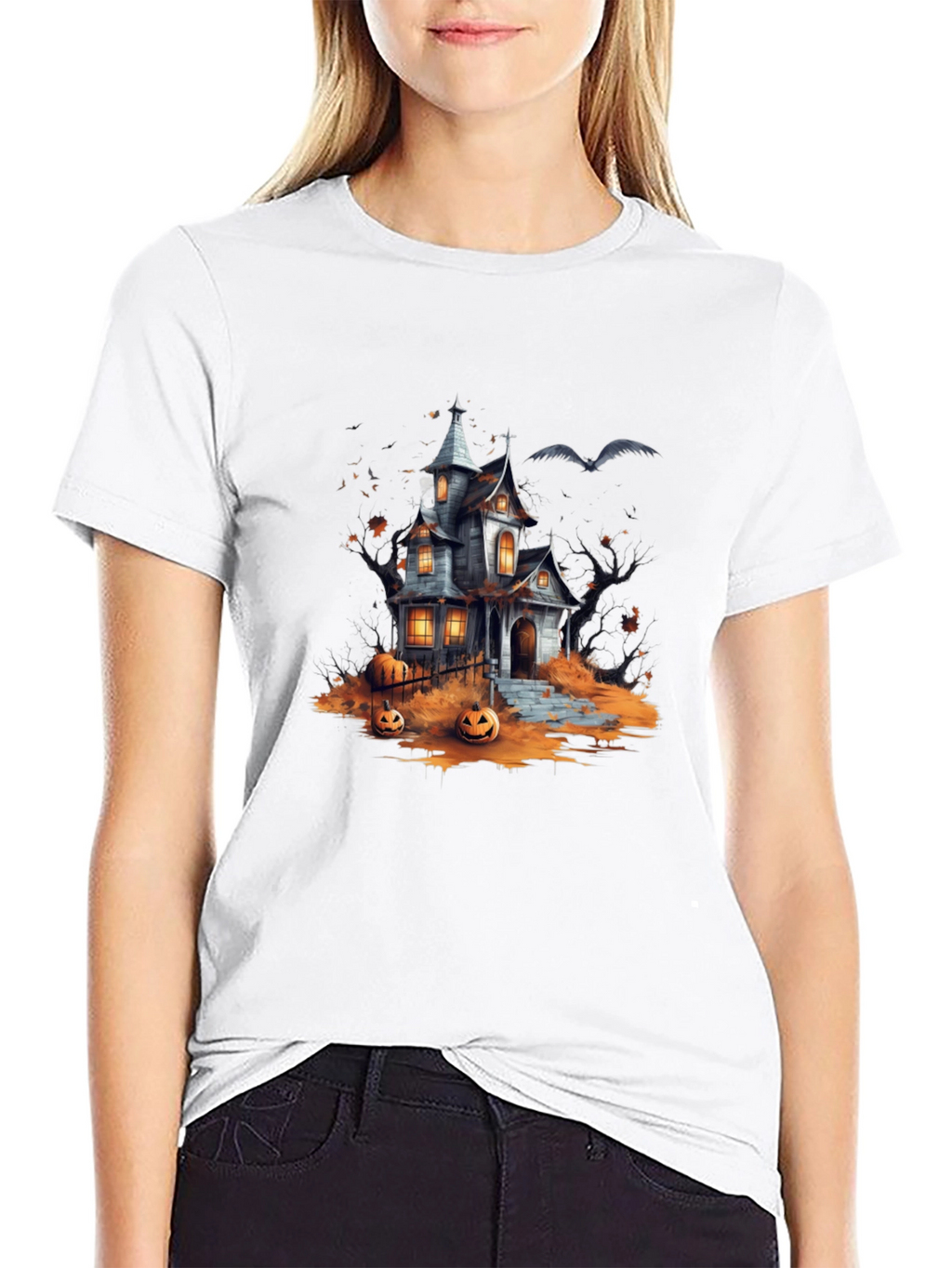Spooky Halloween House Graphic T-Shirt