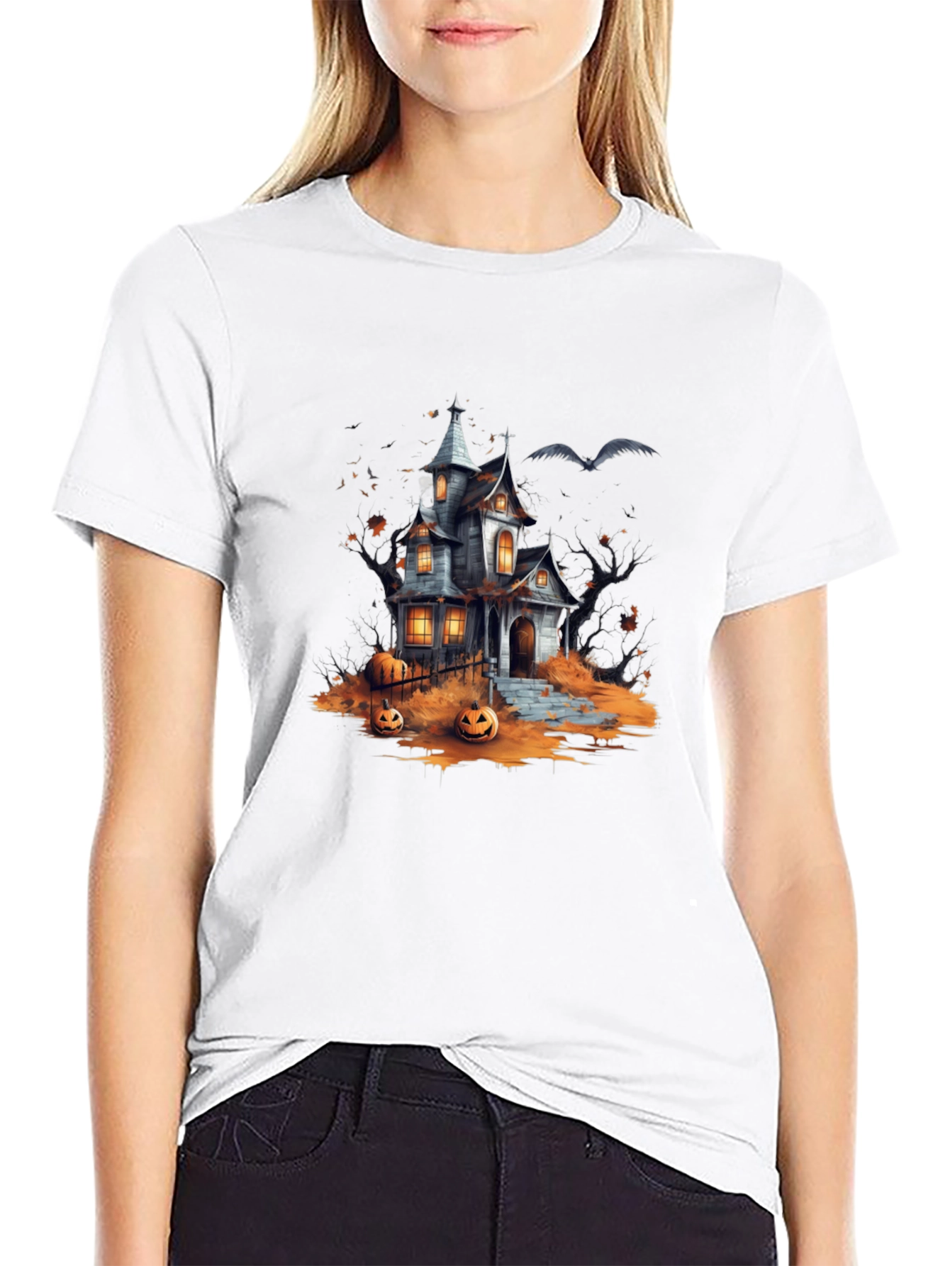 Spooky Halloween House Graphic T-Shirt