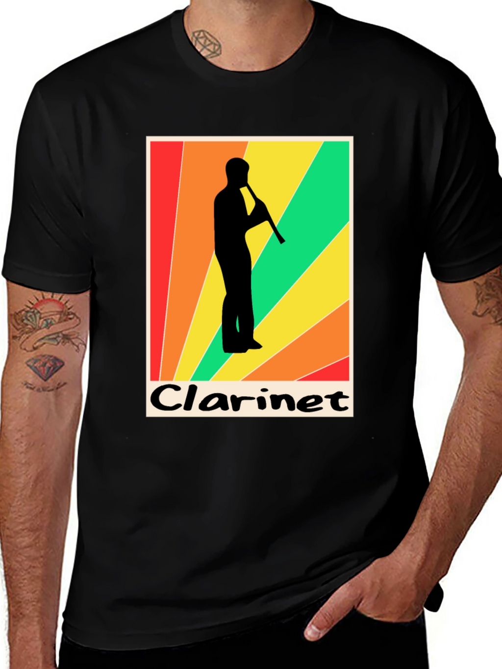 Retro Clarinet Player Graphic Tee - Music Lover T-Shirt