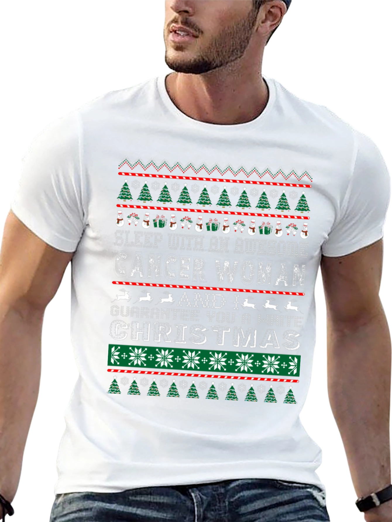 Awesome Cancer Woman Ugly Christmas Sweater T-Shirt