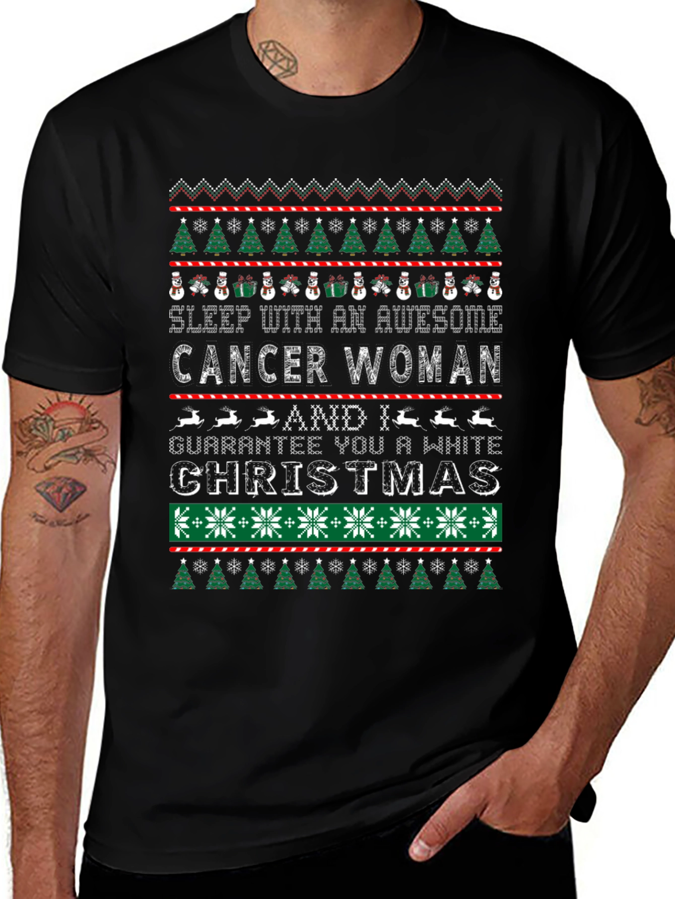 Awesome Cancer Woman Ugly Christmas Sweater T-Shirt