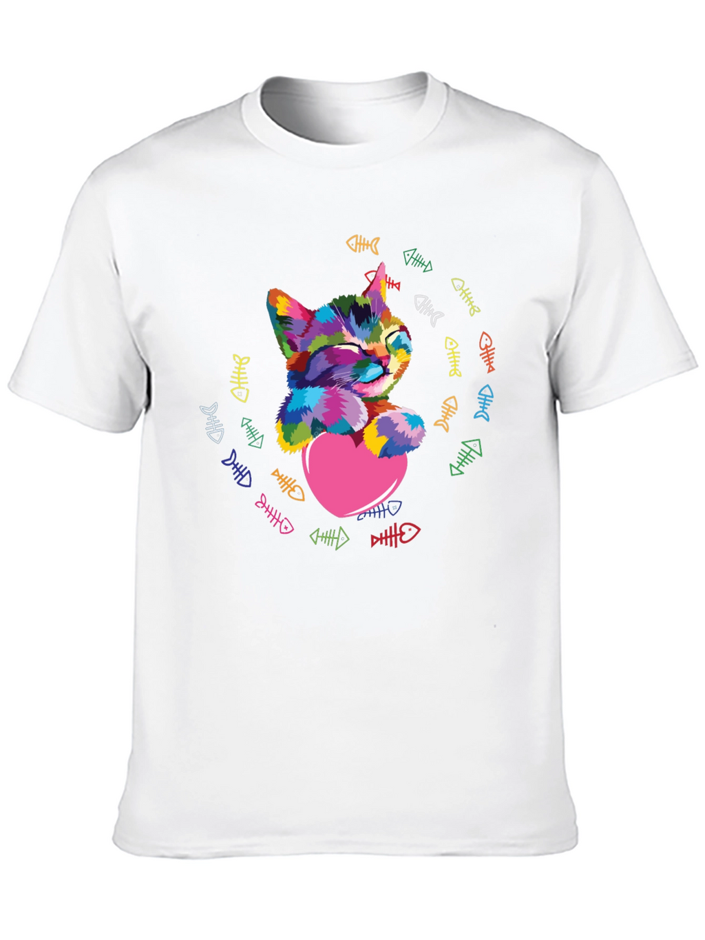 Colorful Cat Heart T-Shirt