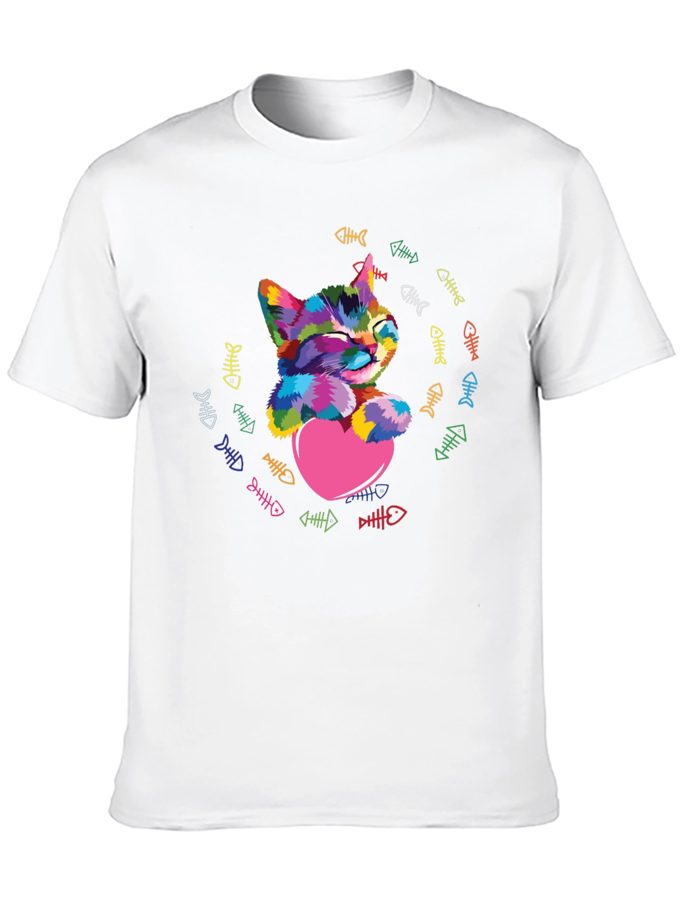 Colorful Cat Heart T-Shirt