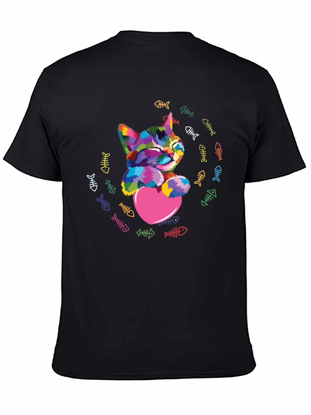 Colorful Cat Heart T-Shirt