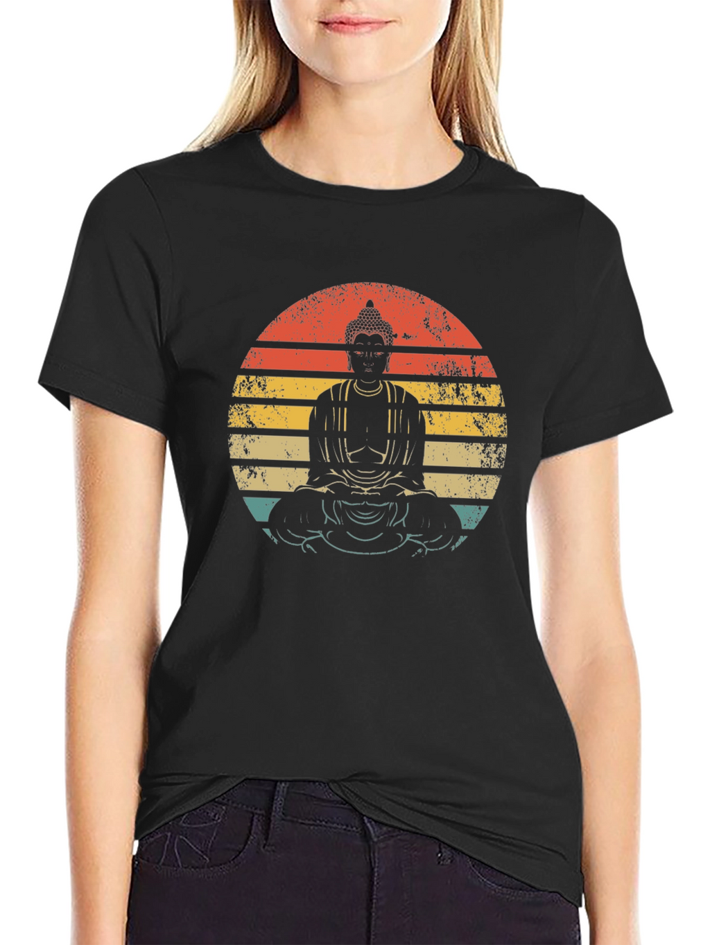 Buddha Sunset Graphic Tee - Unisex Black T-Shirt