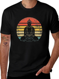 Buddha Sunset Graphic Tee - Unisex Black T-Shirt