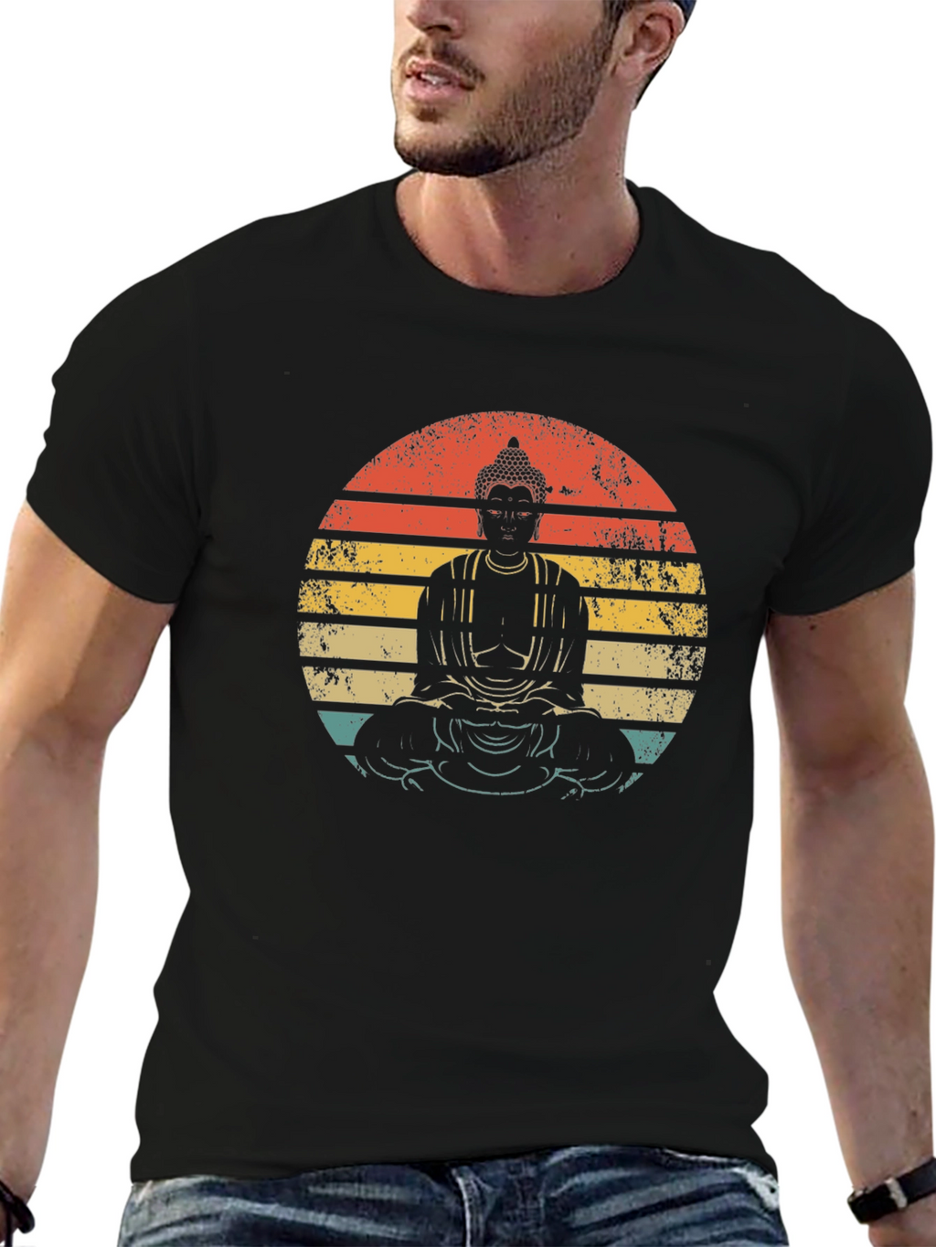 Buddha Sunset Graphic Tee - Unisex Black T-Shirt