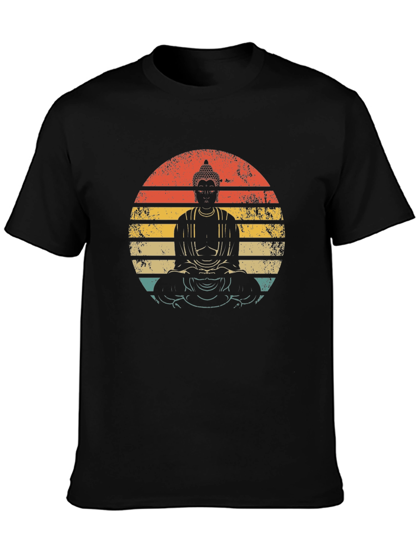 Buddha Sunset Graphic Tee - Unisex Black T-Shirt