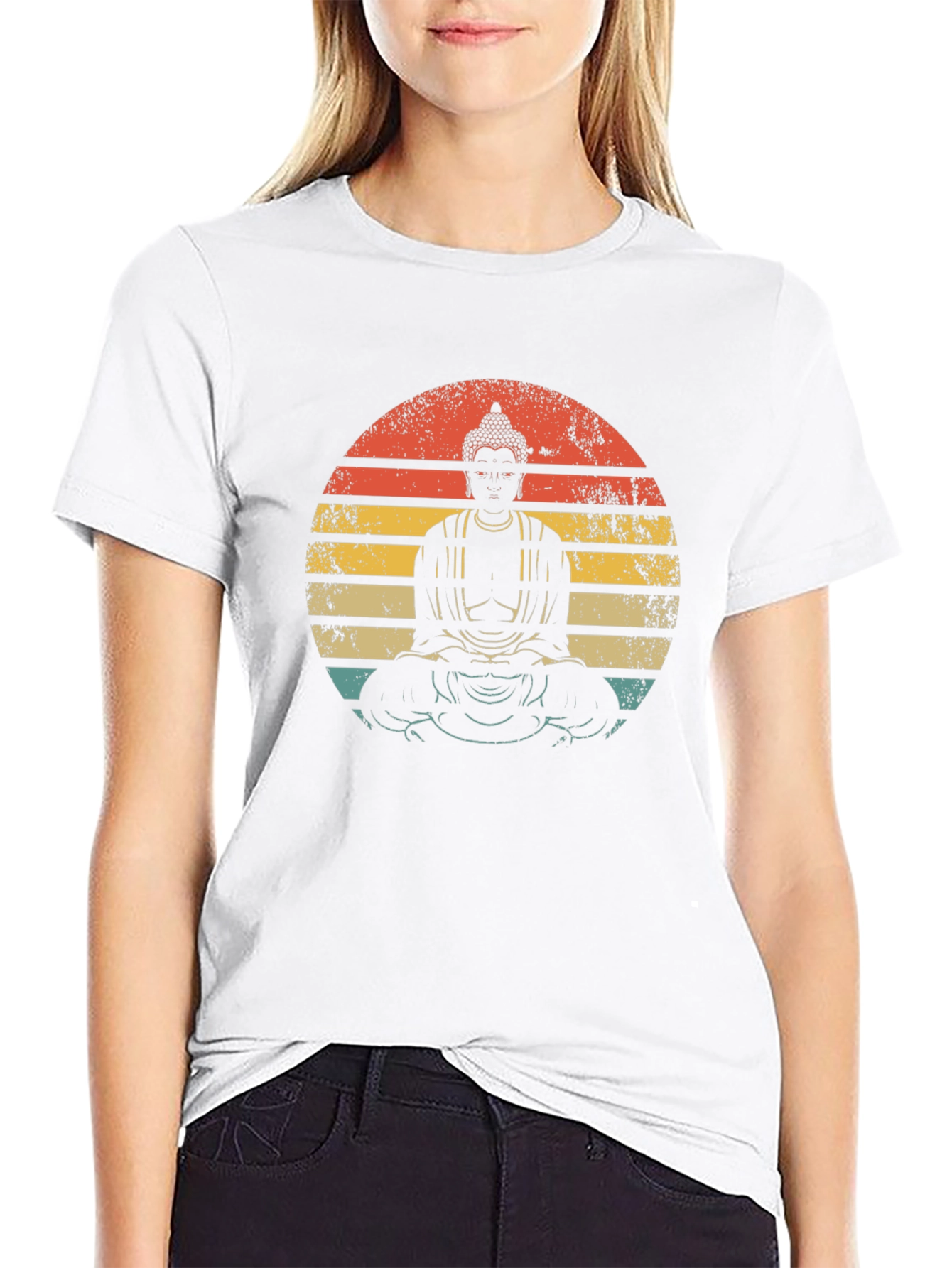 Buddha Sunset Graphic Tee - Unisex Black T-Shirt