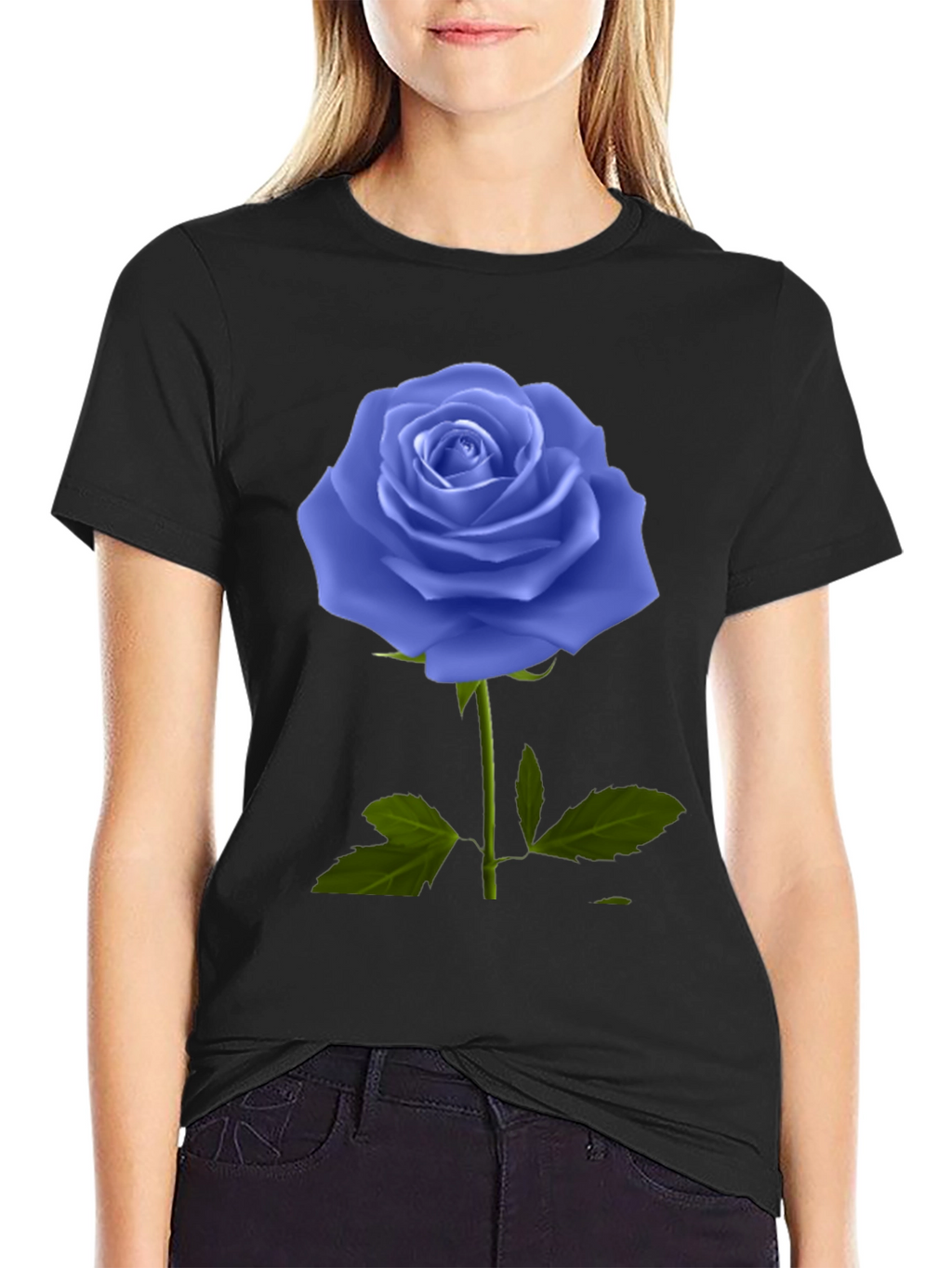 Blue Rose Graphic Tee - Unique Floral Design